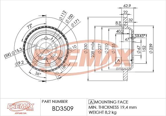 FREMAX BD-3509 - Kočioni disk www.molydon.hr