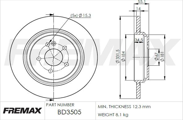 FREMAX BD-3505 - Kočioni disk www.molydon.hr