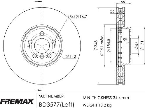 FREMAX BD-3577 - Kočioni disk www.molydon.hr