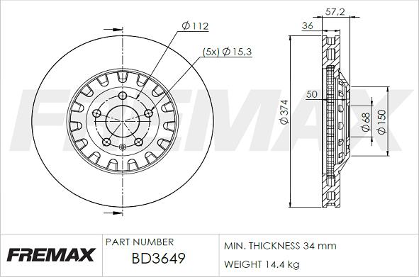 FREMAX BD-3649 - Kočioni disk www.molydon.hr