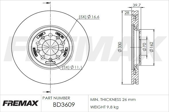 FREMAX BD-3609 - Kočioni disk www.molydon.hr