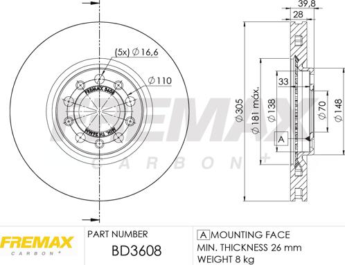 FREMAX BD-3608 - Kočioni disk www.molydon.hr