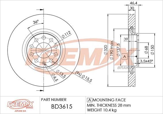 FREMAX BD-3615 - Kočioni disk www.molydon.hr