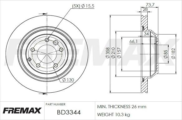 FREMAX BD-3344 - Kočioni disk www.molydon.hr