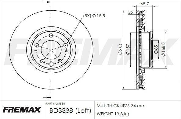 FREMAX BD-3338 - Kočioni disk www.molydon.hr