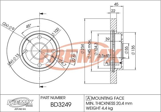 FREMAX BD-3249 - Kočioni disk www.molydon.hr