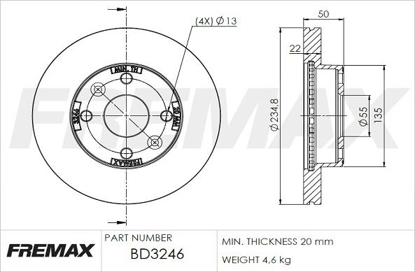 FREMAX BD-3246 - Kočioni disk www.molydon.hr