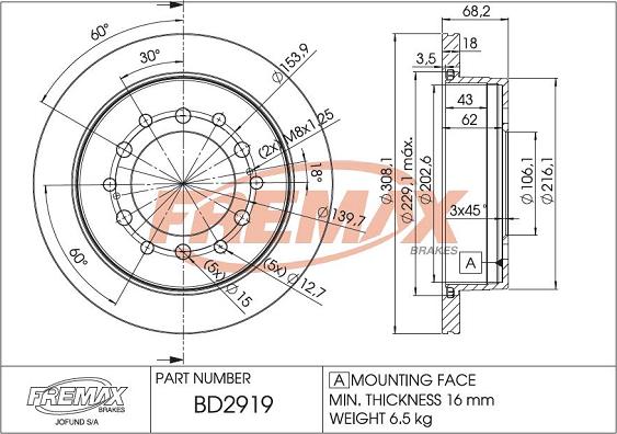 FREMAX BD-2919 - Kočioni disk www.molydon.hr