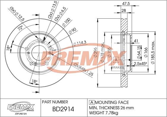 FREMAX BD-2914 - Kočioni disk www.molydon.hr