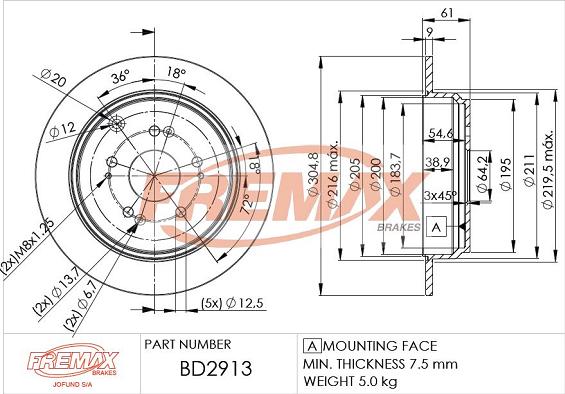 FREMAX BD-2913 - Kočioni disk www.molydon.hr