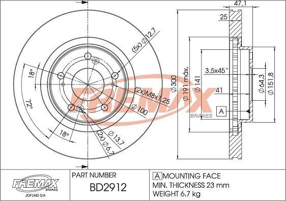 FREMAX BD-2912 - Kočioni disk www.molydon.hr