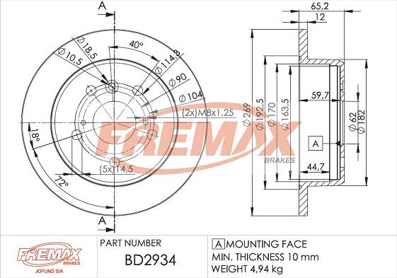 FREMAX BD-2934 - Kočioni disk www.molydon.hr