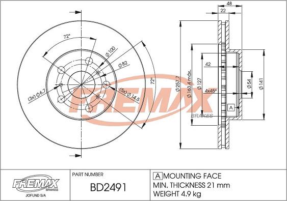 FREMAX BD-2491 - Kočioni disk www.molydon.hr