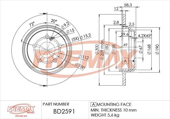 FREMAX BD-2591 - Kočioni disk www.molydon.hr