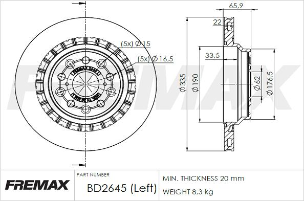 FREMAX BD-2645 - Kočioni disk www.molydon.hr