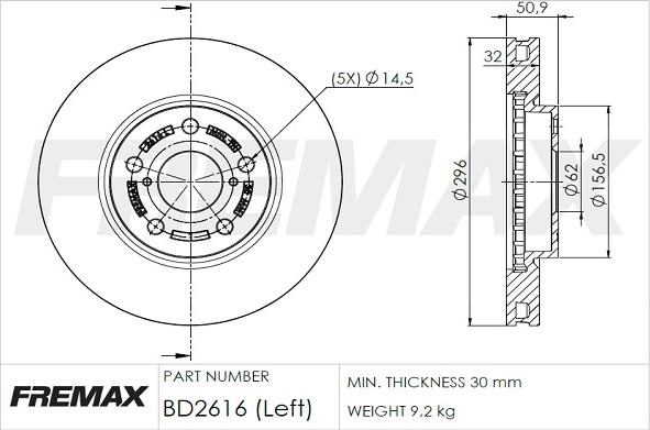 FREMAX BD-2616 - Kočioni disk www.molydon.hr