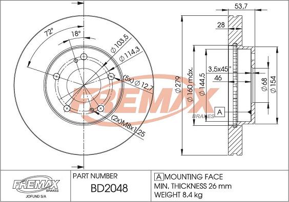 FREMAX BD-2048 - Kočioni disk www.molydon.hr