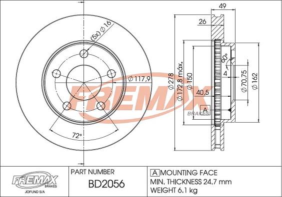 FREMAX BD-2056 - Kočioni disk www.molydon.hr