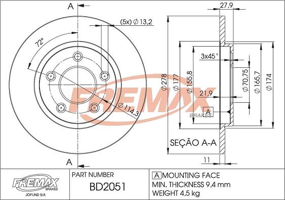 FREMAX BD-2051 - Kočioni disk www.molydon.hr