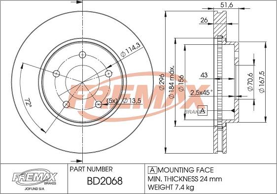 FREMAX BD-2068 - Kočioni disk www.molydon.hr