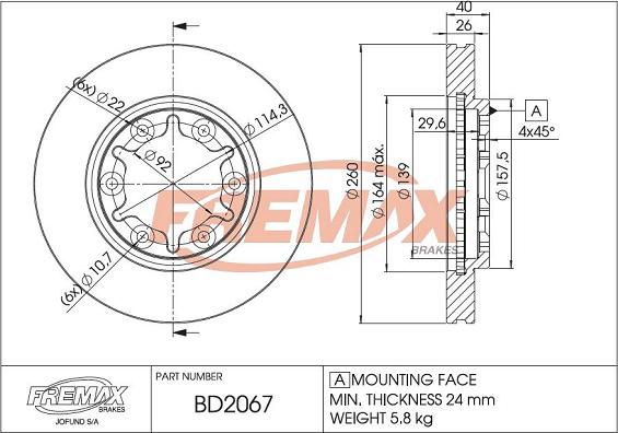 FREMAX BD-2067 - Kočioni disk www.molydon.hr