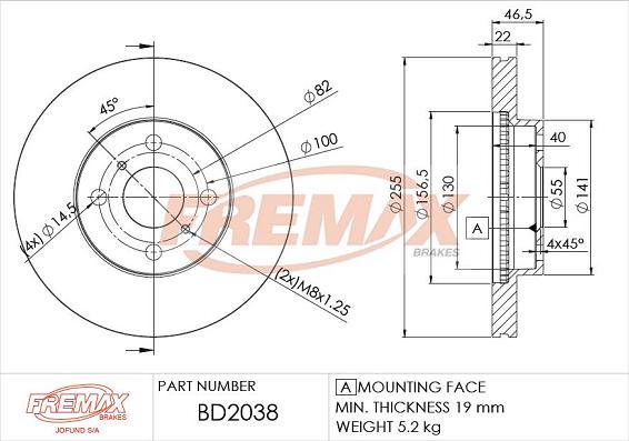 FREMAX BD-2038 - Kočioni disk www.molydon.hr