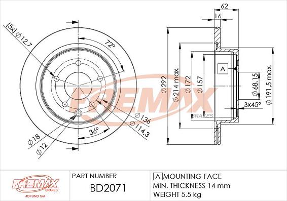 FREMAX BD-2071 - Kočioni disk www.molydon.hr