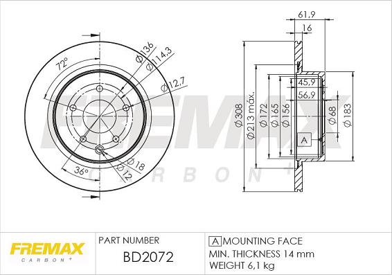 FREMAX BD-2072 - Kočioni disk www.molydon.hr