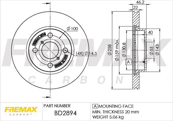 FREMAX BD-2894 - Kočioni disk www.molydon.hr