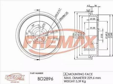 FREMAX BD-2896 - Bubanj kočnica www.molydon.hr