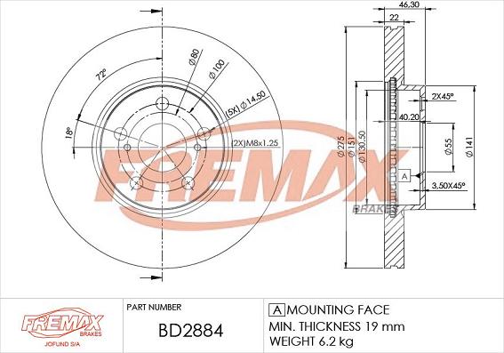 FREMAX BD-2884 - Kočioni disk www.molydon.hr