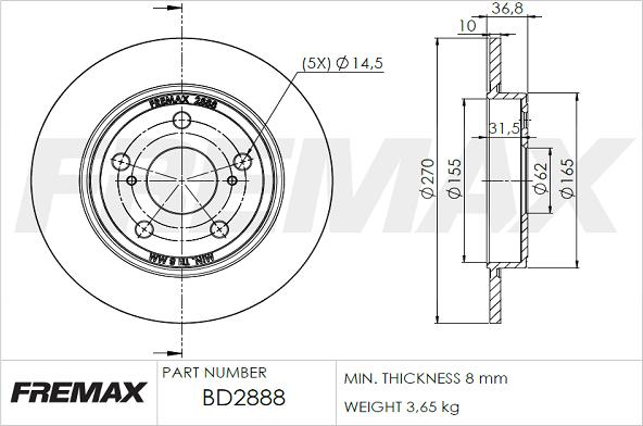 FREMAX BD-2888 - Kočioni disk www.molydon.hr