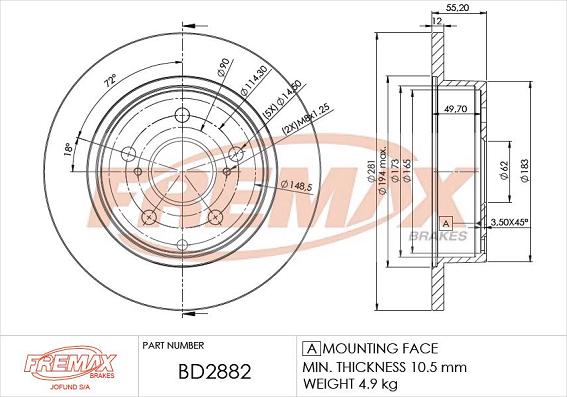 FREMAX BD-2882 - Kočioni disk www.molydon.hr