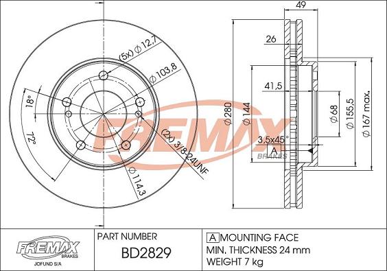 FREMAX BD-2829 - Kočioni disk www.molydon.hr