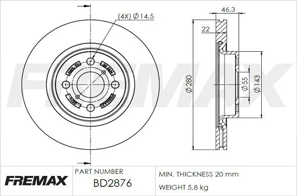 FREMAX BD-2876 - Kočioni disk www.molydon.hr