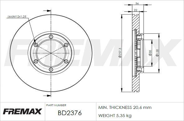 FREMAX BD-2376 - Kočioni disk www.molydon.hr