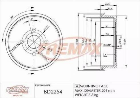 FREMAX BD-2254 - Bubanj kočnica www.molydon.hr