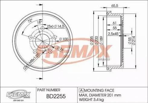 FREMAX BD-2255 - Bubanj kočnica www.molydon.hr