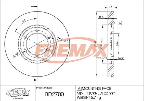 FREMAX BD-2700 - Kočioni disk www.molydon.hr