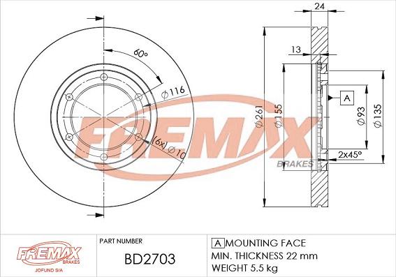 FREMAX BD-2703 - Kočioni disk www.molydon.hr