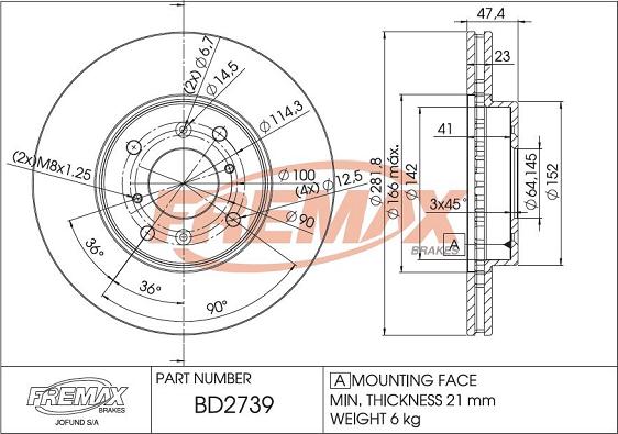 FREMAX BD-2739 - Kočioni disk www.molydon.hr