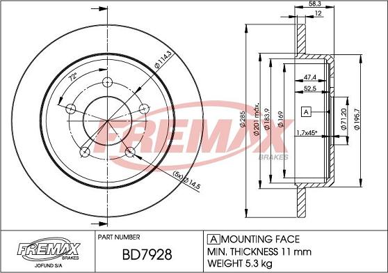 FREMAX BD-7928 - Kočioni disk www.molydon.hr