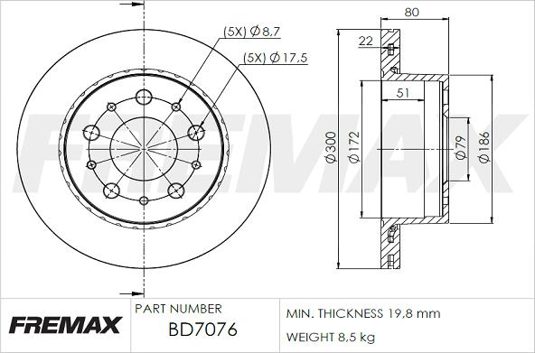 FREMAX BD-7076 - Kočioni disk www.molydon.hr