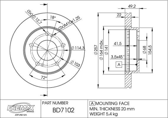 FREMAX BD-7102 - Kočioni disk www.molydon.hr