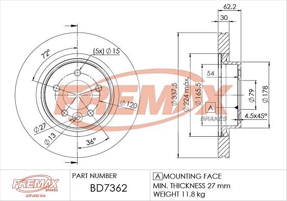 FREMAX BD-7362 - Kočioni disk www.molydon.hr