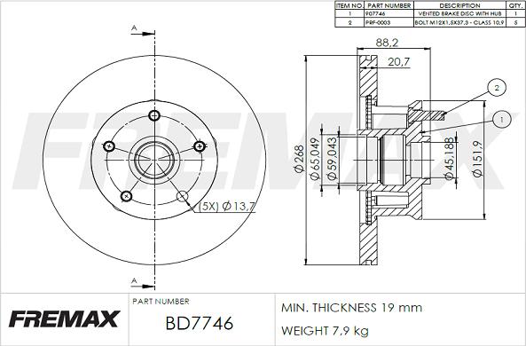 FREMAX BD-7746 - Kočioni disk www.molydon.hr