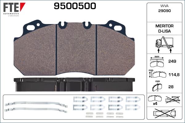 FTE 9500500 - Komplet Pločica, disk-kočnica www.molydon.hr