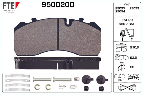 FTE 9500200 - Komplet Pločica, disk-kočnica www.molydon.hr