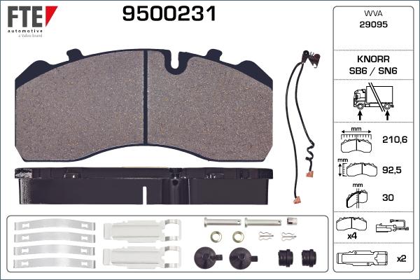 FTE 9500231 - Komplet Pločica, disk-kočnica www.molydon.hr