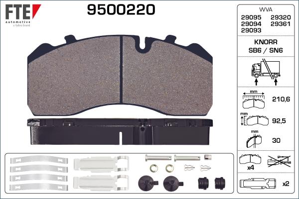 FTE 9500220 - Komplet Pločica, disk-kočnica www.molydon.hr